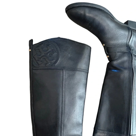 Tory Burch Marlene Black Leather Riding Boots - Picture 10 of 14